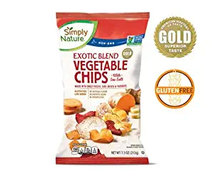Simply Nature Gold Superior Taste Non-GMO Gluten-Free Low Sodium Exotic Blend Vegetable Chips Made with Sweet Potato, Taro, Batata, Parsnips, Sea Salt - 7.5 oz. Bag