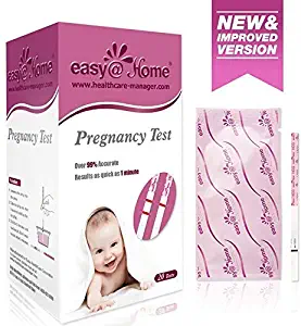 Easy@Home Pregnancy Test Strips Kit, Powered by Premom Ovulation Predictor iOS and Android APP, 20 HCG Tests