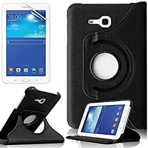 Samsung Galaxy Tab E Lite 7.0" Tablet Case,Flying Horse 360-degree Rotating Stand PU Leather Case Cover for Tab E Lite 7 inch SM-T110 SM-T111, SM-T113 （Black）