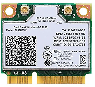 Network Card 7260HMW,Dual Band Wireless-AC 7260 Network Adapter PCI Express Half Mini Card 802.11 b/a/g/n/ac (TA:H 867Mbps)