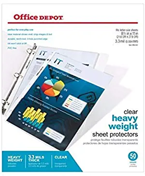 Office Depot Top-Loading Sheet Protectors, Heavyweight, Clear, Pack of 50, OD03029
