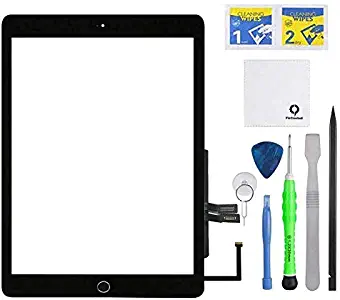 Fixcracked Touch Screen Replacement Parts Digitizer Glass Assembly for ipad 6th Gen 2018 (A1893 A1954) with Home Botton Cover(No Touch IC) + Professional Tool Kit (Black)