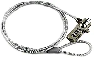 DPC Kensington Compatible, Laptop Cable Lock & Security Cable for PC, Notebooks and Other Devices (Steel, Gray) 1.2m (~4 feet), Combination Lock