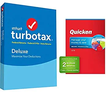 TurboTax Deluxe + State 2018 Fed Efile PC/MAC Disc with Quicken Deluxe 2019 Personal Finance Software 1-Year + 2 Bonus Months