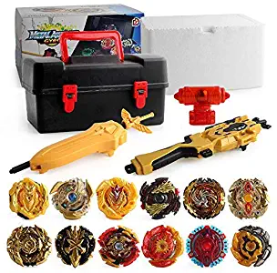 Mitfun Metal Fusion Battling Top Burst Launcher Grip Set Storage Box Top Burst Gyros 4D with Launcher Burst Toys for Children