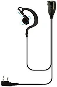 Single Wire Earhook Earpiece for Baofeng Radios BF-F8HP BF-F9 UV-82 UV-82HP UV-82C UV-5R UV-5R5 UV-5RA UV-5RE UV-5X3 V2+ and TYT Wouxun Kenwood 2-Pin Radio, Reinforced Cable, G Shape Headset