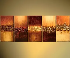 Wieco Art Elegance 5 Piece Abstract Oil Paintings Canvas Wall Art Extra Large Modern 100% Hand Painted Gallery Wrapped Impressionist Artwork Ready to Hang for Living Room Bedroom Home Decor XL