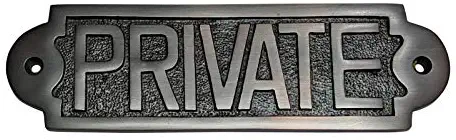 Adonai Hardware Medium Private Brass Door Sign (Oil Rubbed Bronze)