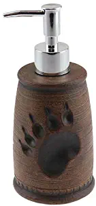 Bear Paw Print Liquid Soap Lotion Pump Dispenser, 7.5", Brown Tan, Rustic Bathroom Decor