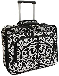 Ladies Damask Rolling Computer Laptop Bag Brief Case -- FITS A 13", 14", 15", 16" OR 17" LAPTOP (MEASURED CORNER TO CORNER DIAGONALLY)