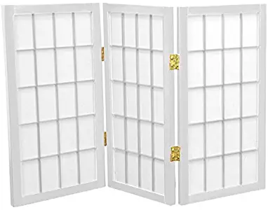 Oriental Furniture 2 ft. Tall Desktop Window Pane Shoji Screen - White - 3 Panels