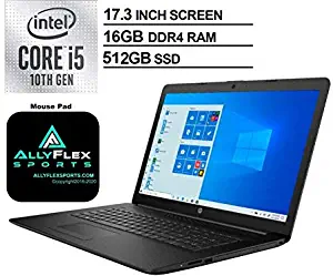 2020 Newest HP 17 17.3" HD+ Laptop, 10th Gen Intel Quad-Core i5 1035G1 Up to 3.4GHz (Beats i7-7500u), 16GB DDR4 RAM, 512GB SSD, WiFi, Bluetooth, HDMI, DVD-RW, Windows 10 S + ALLYFLEX Mousepad