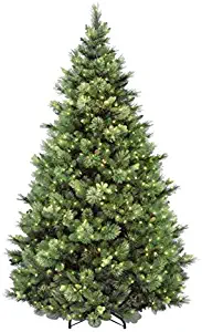 National Tree 7.5 Foot Carolina Pine Tree with Flocked Cones and 750 Clear Lights, Hinged (CAP3-306-75)