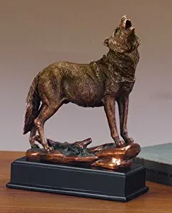 Treasure of Nature Howling Wolf Statue with Bronze Finish