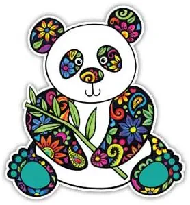 Panda Sticker Colorful Decal by Megan J Designs - Laptop Car Vinyl Tumbler Sticker