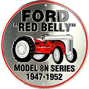 Ford Red Belly Model 8N Red Tractor Retro Vintage Round Sign