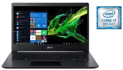 Acer Aspire 5, 14" Full HD, 8th Gen Intel Core i7-8565U, 8GB DDR4, 512GB PCIe NVMe SSD, Windows 10 Home, A514-52-78MD