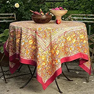 Couleur Nature Jardine Tablecloth, 71-inches by 71-inches, Red/Yellow