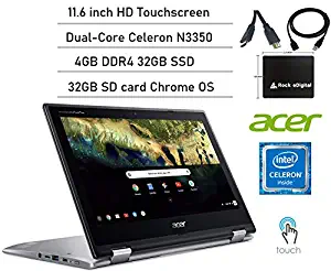 Acer Chromebook Spin 11 CP311 Convertible Laptop, Dual-Core Celeron N3350 Upto 2.4GHz, 11.6" HD IPS Touchscreen, 4GB DDR4, 32GB eMMC, Google Chrome