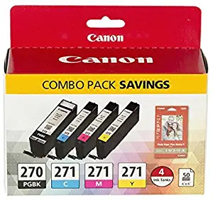 Canon PGI-270/CLI-271 Photo Paper Combo Pack Compatible to MG6820, MG6821, MG6822, MG5720, MG5721, MG5722, MG7720, TS5020, TS6020, TS8020, TS9020