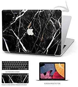 TIMOCY Laptop Case for MacBook Pro 13 Plastic Hard Shell Keyboard Cover Touch Bar 4 in 1 Bundle with Screen Protector for 2020 New MacBook Pro 13 '' (Model:A2289/A2251), Black Marble