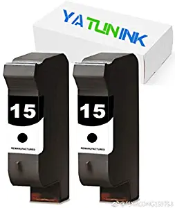 YATUNINK Remanufactured Ink Cartridge Replacement for HP 15 C6615D (2 Black, 2 Pack)