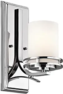 Kichler 5076CH, Hendrik Reversible Glass Wall Sconce Lighting, 1 Light, 100 Total Watts, Chrome