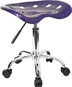 Flash Furniture Vibrant Deep Blue Tractor Seat and Chrome Stool