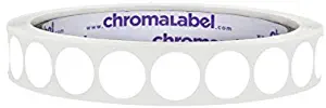 ChromaLabel 1/2 Inch Round Permanent Color-Code Dot Stickers, 1000 Labels per Roll, White