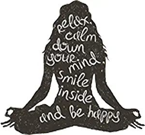 Divine Designs Relaxed Yoga Girl Silhouette with Mantra Vinyl Decal Sticker (4" Tall)