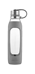 Contigo Purity Glass Water Bottle, 20 oz, Smoke with Silicone Tether