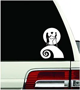 Jack and Sally Love Nightmare Before Christmas - Vinyl - 6" tall (color: WHITE) decal laptop tablet skateboard car windows stickers