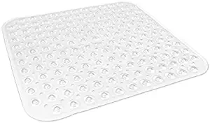 ZhuoYao Non-Slip Shower Bathtub Mat with Safety Grip Suction Cup (20.75x21.75 White)