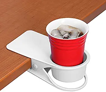 SERO Innovation Cup Clip Drink Holder - White - Snap to tables, desks, chairs, shelves, counters. Keep your beverage, smartphone or other small item secure and out of the way.
