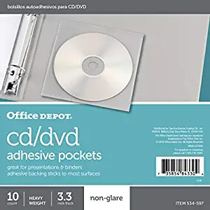 Office Depot Sheet Protector CD/DVD Pockets, 6in. x 10 1/2in, Clear, Pack of 10, 534597