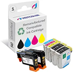 HOTCOLOR 2 Pack 940 Printhead Black/Yellow & Magenta/Cyan (C4900A C4901A) and 5 Pack 940XL Ink Cartridges (2 Black 1 Cyan 1 Magenta 1 Yellow) for HP Officejet Pro 8000 8500 8500A 8500A Plus Printer