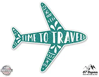 GT Graphics Time to Travel Cute Airplane - Vinyl Sticker Waterproof Decal