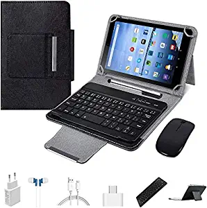 4G Tablets 10.1 inch Android 9.0 ,2 in 1Tablet with Keyboard, Tablet case & Mouse ,4GB RAM 64GB ROM,Dual SIM Call & HD 5MP 8MP ,8000mAh Quad Core Computer Tablets, Bluetooth/Google Play/GPS (Black)