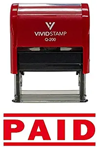 Paid Self Inking Rubber Stamp (Red) - Medium
