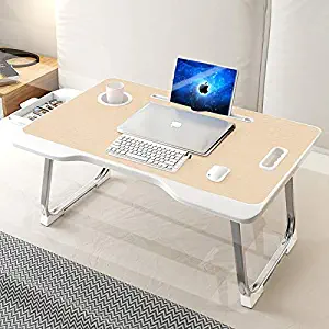 CHARMDI Foldable Laptop Table, Portable Laptop Bed Tray Table, Notebook Stand Reading Holder,Couch Table,Bed Desk with Handle for Reading Book, Watching Movie on Bed/Couch-Gold
