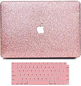 MacBook Air 13 Inch Case 2020 2019 2018 Release A2179 A1932, Anban Glitter Bling Smooth Protective Laptop Shell Slim Snap On Case with Keyboard Cover for Mac Air 13 inch with Touch ID & Retina Display