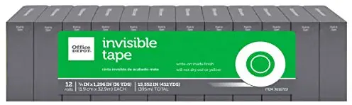 Office Depot Brand Invisible Boxed Tape, 3/4" x 1,296", Pack of 12
