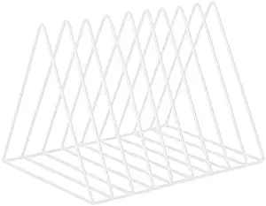 Triangle File Folder Racks and Magazine Holder,10 Lattice Metal Newspaper Holder Magazine File Storage for Office Home Decoration,White by Cq acrylic