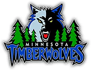 hotprint Timberwolves Basketball - Minnesota Sport Logo Car Bumper Sticker Decal 5'' X 4''