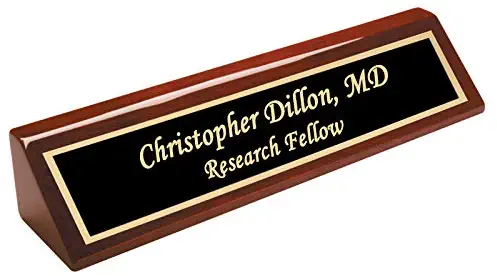 Dayspring Pens | Personalized/Engraved Woodmark Rosewood Desk Wedge with Custom Name Plate - Engraving Included!