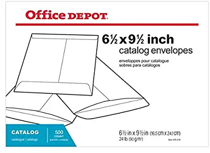 Office Depot Large Format Open-End White Envelopes, 6 1/2in. x 9 1/2in, Box of 500, 77625