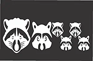 Raccoon Face Family- Die Cut Vinyl Window Decal/sticker for Car , Truck, Laptop 3.5"x8.5"