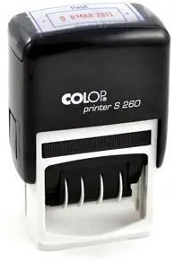 Self Inking COLOP S260 Dater Stamp Custom Text with Date Stamper - Rubber Stamp with Date Office Stationary - Blue Text with Red Date