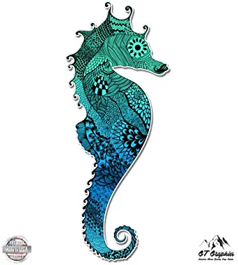 GT Graphics Seahorse Colorful Aquamarine - Vinyl Sticker Waterproof Decal