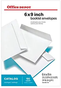 Office Depot Booklet Envelopes, 6in. x 9in, White, Box of 100, 77326